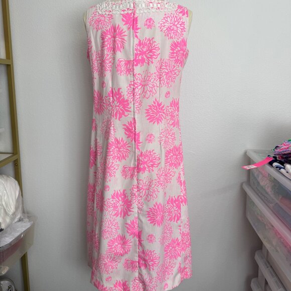 Lovely "The Lilly" Lilly Pulitzer Pink Floral Dress Crochet Detail Vintage Sz 14 - Picture 4 of 16